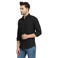 Men's Cotton Solid Shirt (38, Black)-thumb1