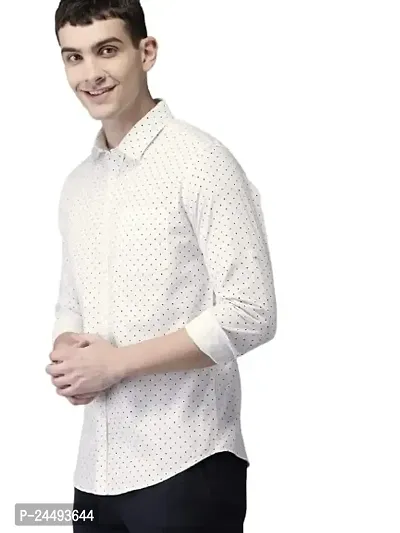 Men's Printed Full Sleeve Cotton Shirt (38, White)-thumb0