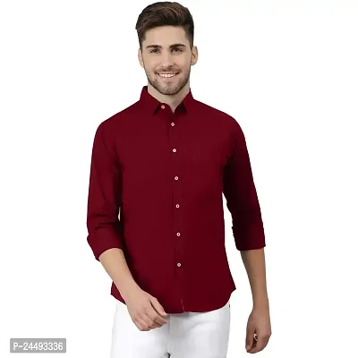 Men's Solid Regular Fit Cotton Formal Full Sleeves Shirt-thumb5