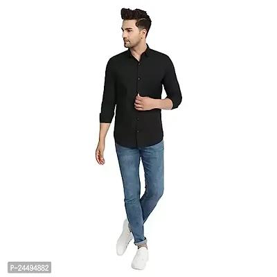 Men's Cotton Solid Shirt (38, Black)-thumb4