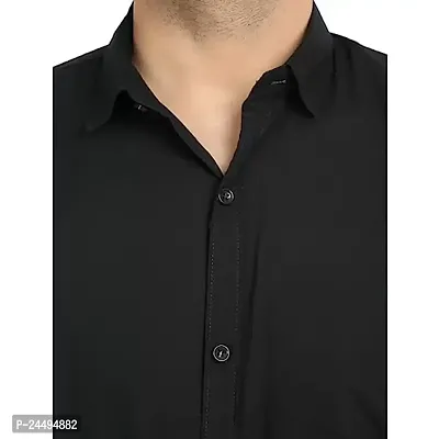 Men's Cotton Solid Shirt (38, Black)-thumb5