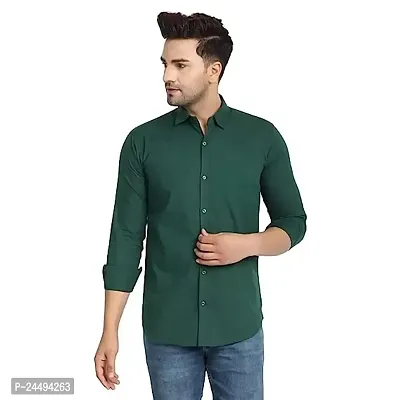 Men's Cotton Solid Shirt (38, Green)