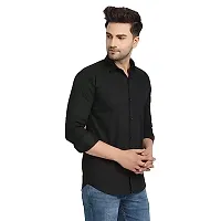 Men's Cotton Solid Shirt (38, Black)-thumb2