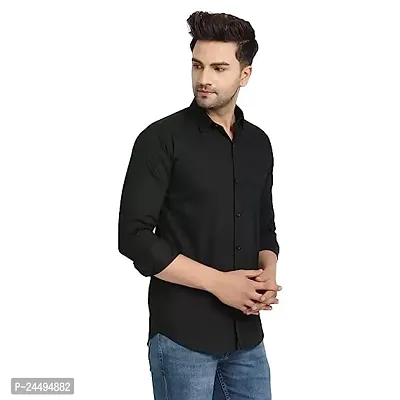 Men's Cotton Solid Shirt (38, Black)-thumb3