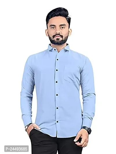 Men's Solid Regular Fit Cotton Casual Full Sleeves Shirt-thumb0