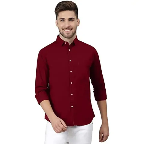 Men's Solid Regular Fit Cotton Casual Full Sleeves Shirt