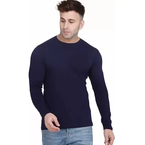 Men's Solid Full Sleeve Regular Fit Cotton T-Shirt