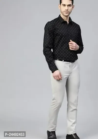 Men's Printed Full Sleeve Cotton Shirt (38, Black Polka)-thumb3
