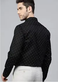 Men's Printed Full Sleeve Cotton Shirt (38, Black Polka)-thumb1