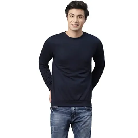 Men's Full Sleeve Solid Sweatshirt (XL, Blue)