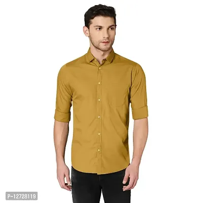 Mens Solid Regular Fit Cotton Formal Full Sleeves Shirt-thumb0