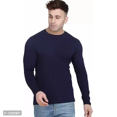 Full Sleeve Cotton Navy Blue Tshirt-thumb0