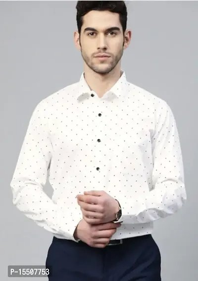 White Polka Dot Cotton Full Sleeve Shirt