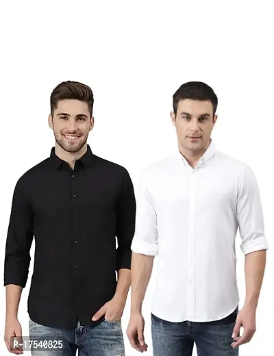 Black  White Cotton Full Sleeve Shirt