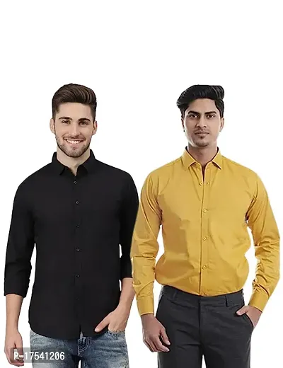 Black  Mustard Cotton Full Sleeve Shirt