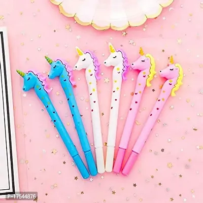 Unicorn Deisgner Blue Pointed Pens for Girls (6, Unicorn Pen)