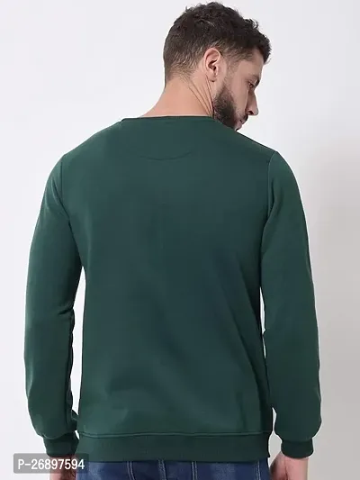 Green Cotton Fleece Sweatshirt For Men-thumb2