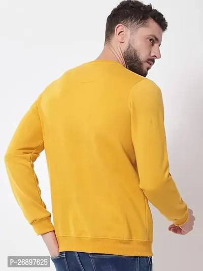 Mustard Cotton Fleece Sweatshirt For Men-thumb2