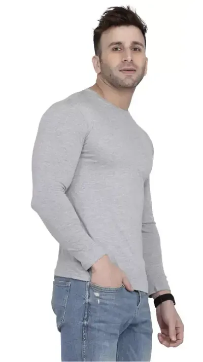 Men's Solid Full Sleeve Regular Fit Cotton T-Shirt