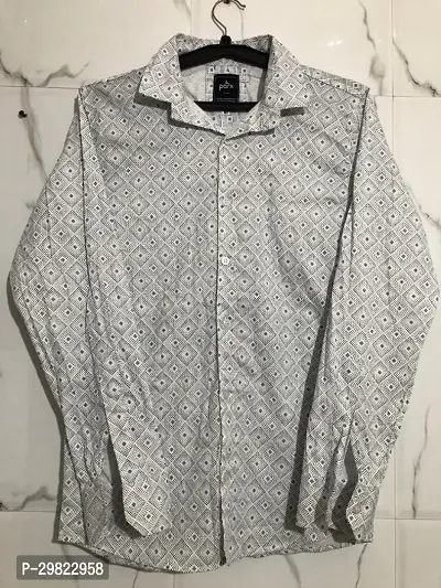 White Printed Full Sleeve Shirt