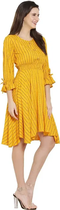 Shree Shyam Creations Fashionable Western Thin stripped latest Dresses for Women / A-Line Dress /Stylish Dress for Women_Yellow-thumb1