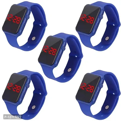 Blue digital LED watch for unisex pack of 5-thumb0