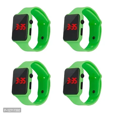 Green LED Digital Watch For Unisex Pack Of 4