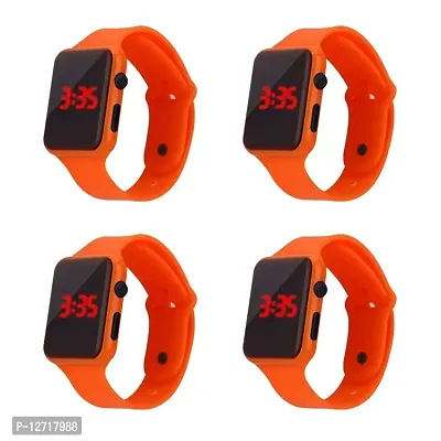 Orange  Led Watch for Boys  Girls Digital Watches for Kids Smart Watches pack of 4