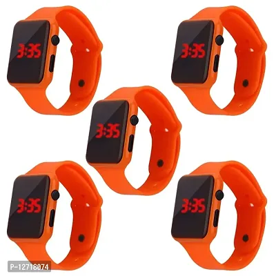 Orange LED Watch for unisex pack of 5