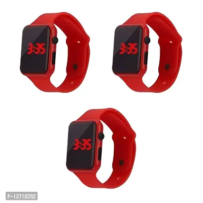 Digital Red Colour LED Watch For Kids And Men And Woman Pack of 3-thumb0