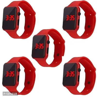 Red LED Digital Watch For Unisex Pack Of 5-thumb0