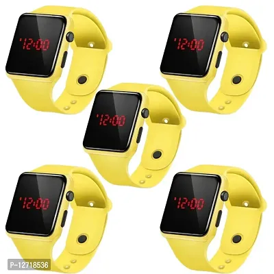 Yellow LED Digital Watch For Unisex Pack Of 5