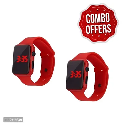 Smart Watch LED Digital Display Men Fashion LOOKS Red led Combo of 2-thumb0