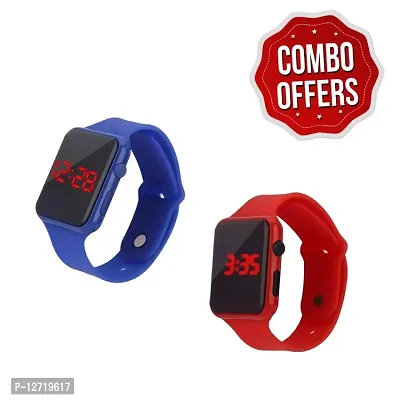 Blue + Red LED Digital Watch For Unisex Combo of 2