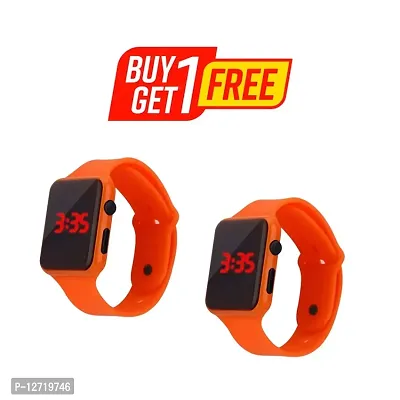 Digital Orange Colour LED Watch For Kids Combo of 2