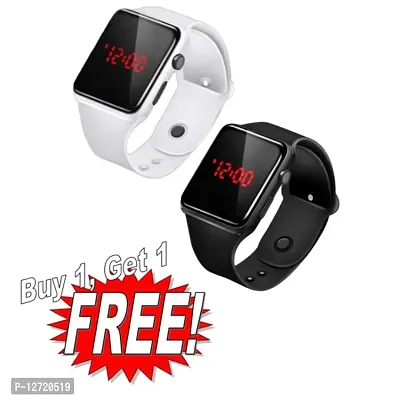 White + Black Smart  LED Watch Combo (Pack of 2) BUY 1 GET 1 FREE Watches-thumb0