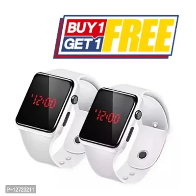 White Smart LED Watch For Man  Woman  Kids Combo of 2