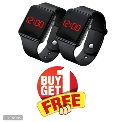 BUY 1 GET 1 FREE Stylist Black Digital Watch for Men, Women And Kids (Pack of 2)