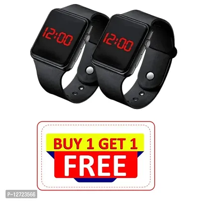 BUY 1 GET 1 FREE Stylish Black Digital Watch for Men, Women And Kids (Pack of 2)