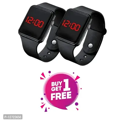 BUY 1 GET 1 FREE Stylish Black Digital Watch for Men, Women And Kids (Pack of 2)