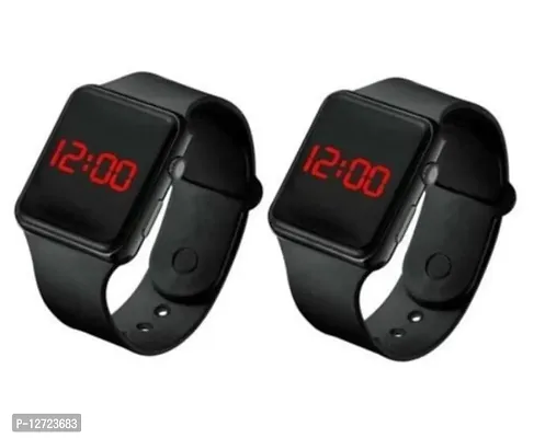 Stylish Silicone Black Led Digital Watch Pack Of 2