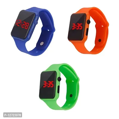 Blue + Orange + Green Led digital watch for men  women pack of 3-thumb0