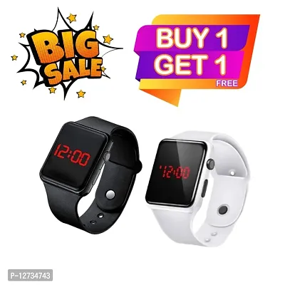 Black + White LED Watch  for unisex watch Buy 1 Get 1 Free Watches