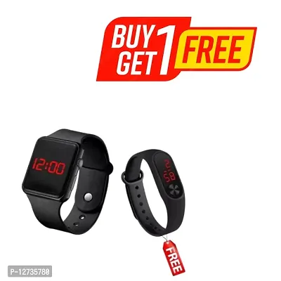 Black Digital Watch + Band Combo  (Pack of 2) BUY 1 GET 1 FREE