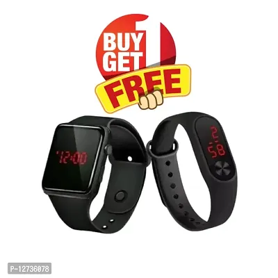 Black LED Watch + Band Watch  for unisex Buy 1 Get 1 Free WATCH