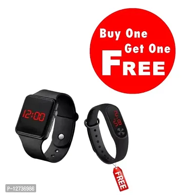 Black  LED Watch +Band  for unisex watch Buy 1 Get 1 Free Watches-thumb0