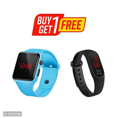 Sky- Blue Smart Digital Watch ( Buy 1 Get 1 Free ) Band Watch Combo of 2