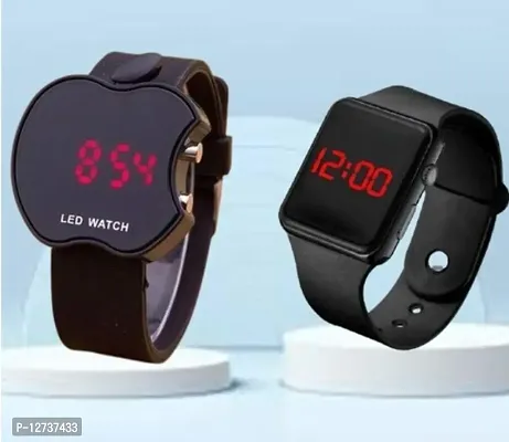 Stylish Silicone Black Led Digital Watch For Women Pack Of 2