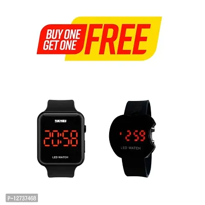 Apple + Black Smart Digital Watch Buy 1 Get 1 Free Watch Combo of 2