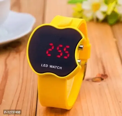 Yellow Apple LED digital watch for unisex pack of 1